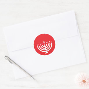 Hanukkah-Menora-Rotsiegel für Umschläge Runder Aufkleber