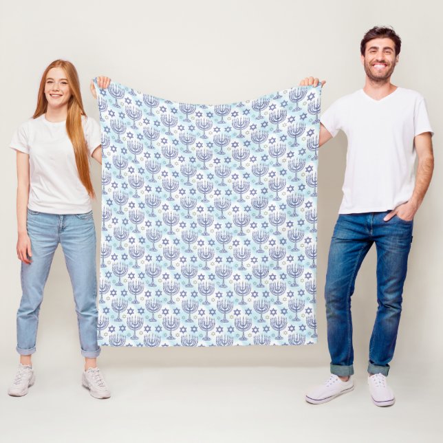Hanukkah-Menora Stern Davids Doodle-Kunststil Fleecedecke (Beispiel)