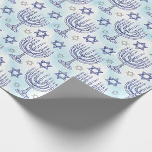 Hanukkah-Menora Stern Davids Doodle-Kunststil Geschenkpapier