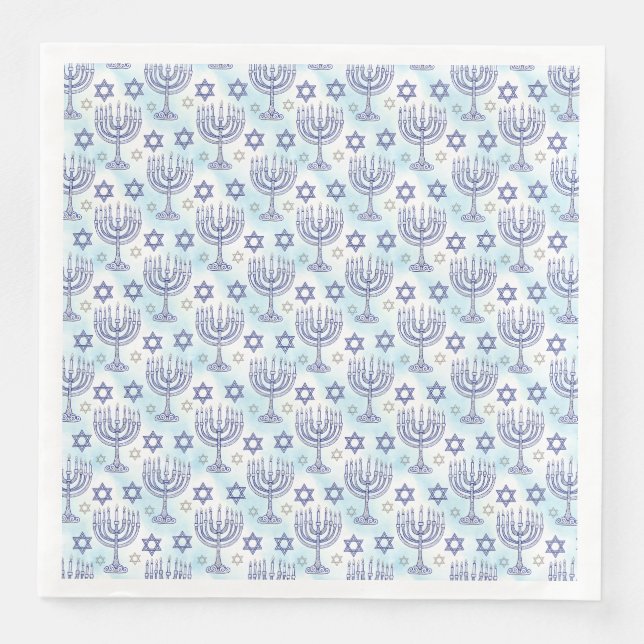 Hanukkah-Menora Stern Davids Doodle-Kunststil Serviette (Vorderseite)