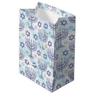 Hanukkah-Menora Stern von David Doodle-Kunststil Mittlere Geschenktüte