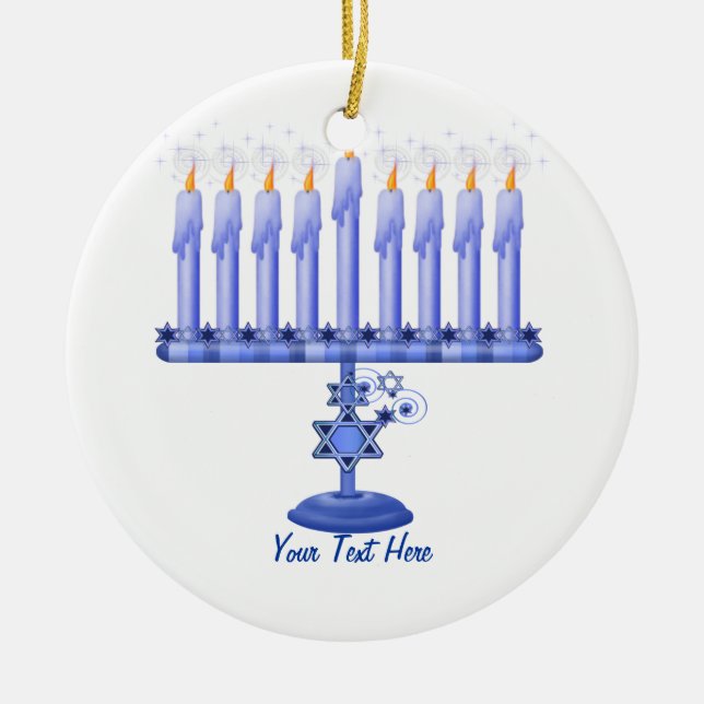 Hanukkah Menorah (anpassbar) Keramik Ornament (Vorne)