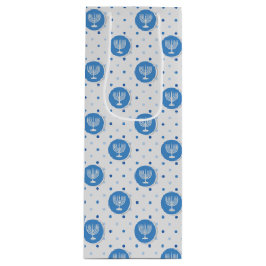 Hanukkah Menorah auf Polka Dots Geschenktüte Für Weinflaschen