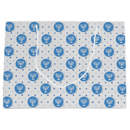Hanukkah Menorah auf Polka Dots Große Geschenktüte