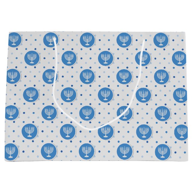 Hanukkah Menorah auf Polka Dots Große Geschenktüte (Vorderseite)