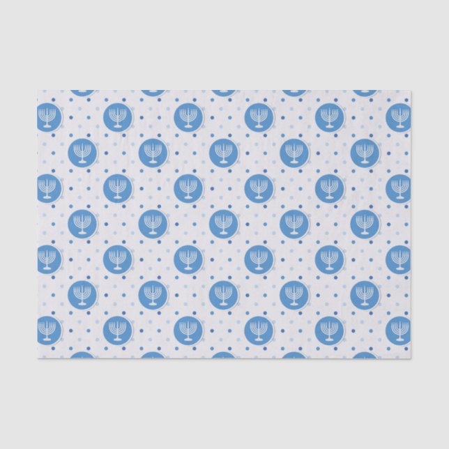 Hanukkah Menorah auf Polka Dots Seidenpapier (Vorderseite)