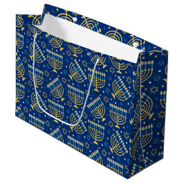 Hanukkah Menorah Blue Star Jüdische große Geschenk Geschenktüte