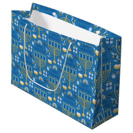Hanukkah Menorah Blue Star Jüdische große Geschenk Geschenktüte