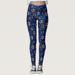Hanukkah Menorah Blue Star von David Leggings<br><div class="desc">Hanukkah Menorah, blau, Stern von David, jüdisch, Muster Leggings.</div>