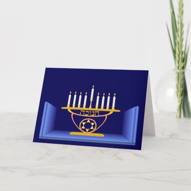 Hanukkah Menorah Card Feiertagskarte (Vorderseite)