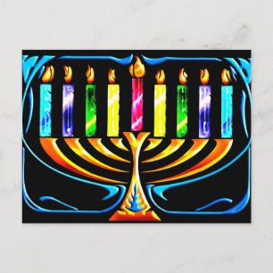 Hanukkah Menorah - Chanukah Menorah Feiertagspostkarte