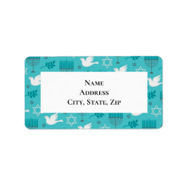 Hanukkah Menorah Dove Star Adressaufkleber