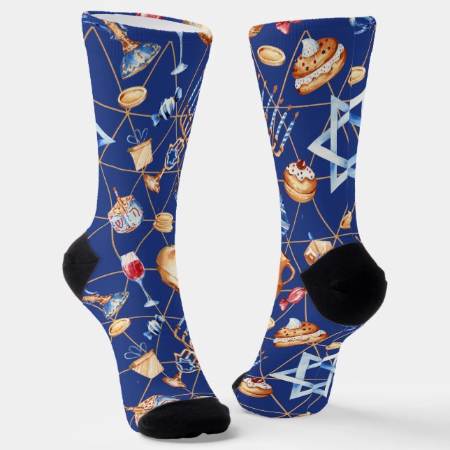 Hanukkah Menorah Dreidel Socken (Gewinkelt)