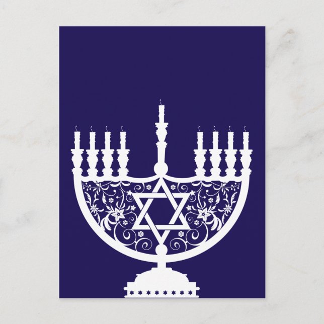 Hanukkah Menorah Feiertagspostkarte (Vorderseite)