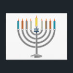 Hanukkah menorah feiertagspostkarte<br><div class="desc">Hanukkah menorah. uhren Sie die orange" Schaltfläche "Anpassen",  um die Vorlage anzupassen,  indem Sie die Hintergrundfarbe ändern,  falls gewünscht. Personalisieren Sie Ihre persönlichen Texte mit Namen,  Initialen oder Hanukkah-Grüße,  je nach Wunsch</div>