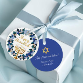 Hanukkah Menorah Floral Geschenk Tag Geschenkanhänger