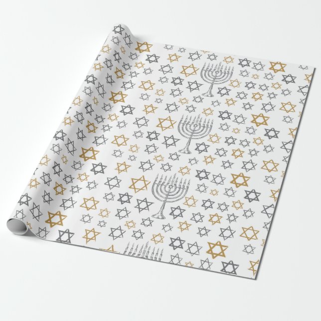 Hanukkah Menorah Geschenkpapier (Ungerollt)