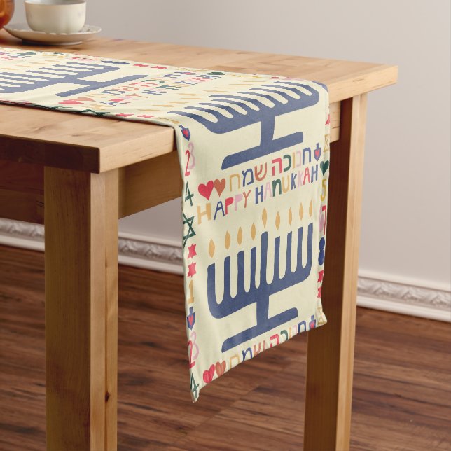Hanukkah Menorah Großer Tischläufer (Beispiel)