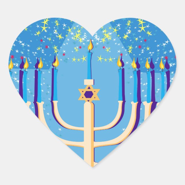 hanukkah menorah Herz-Aufkleber (Vorderseite)
