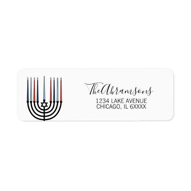 Hanukkah Menorah Holiday Address Label (Vorne)