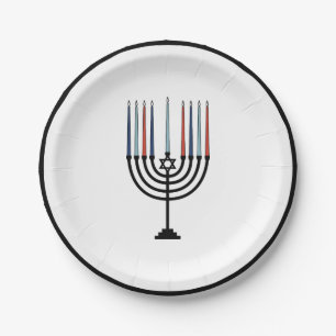 Hanukkah Menorah Holiday Paper Plate Pappteller