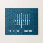 Hanukkah Menorah in Blue Personalisiert<br><div class="desc">Hanukkah Menorah in Blue Personalisiert Jigsaw Puzzle</div>