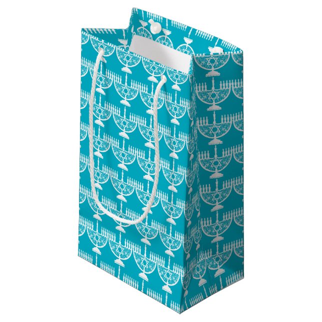 Hanukkah Menorah Kleine Geschenktüte (Vorderseite Schrägansicht)