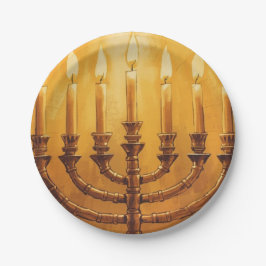 Hanukkah Menorah Lights Paper Plate Pappteller
