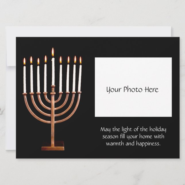 Hanukkah Menorah mit Foto Feiertagskarte (Vorderseite)