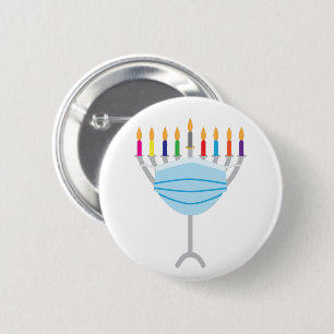 Hanukkah Menorah mit Gesichtsmaske Button