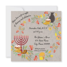 Hanukkah Menorah mit Kerzen Einladung