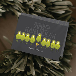 Hanukkah Menorah Olives | Dark Gray Group Feiertagskarte