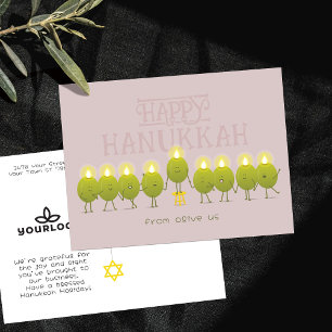 Hanukkah Menorah Olives   Logo der Mauve Company Postkarte