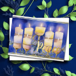 Hanukkah Menorah Peace Watercolor Folien Feiertagskarte<br><div class="desc">Hanukkah Menorah Peace Watercolor</div>