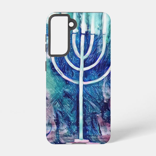 Hanukkah Menorah Samsung Galaxy S21 Handy Fall Samsung Galaxy Hülle (Rückseite)