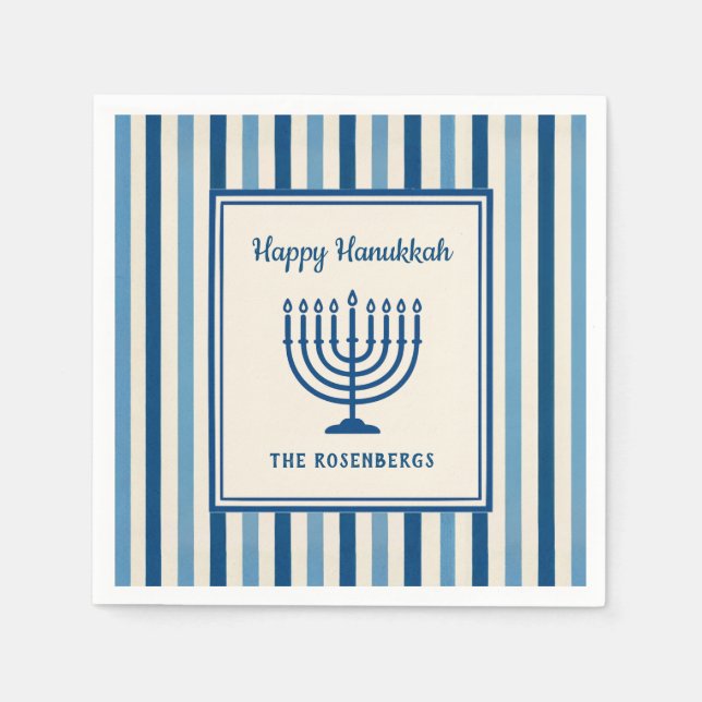 Hanukkah Menorah Stripes Trendy Custom  Serviette (Vorderseite)