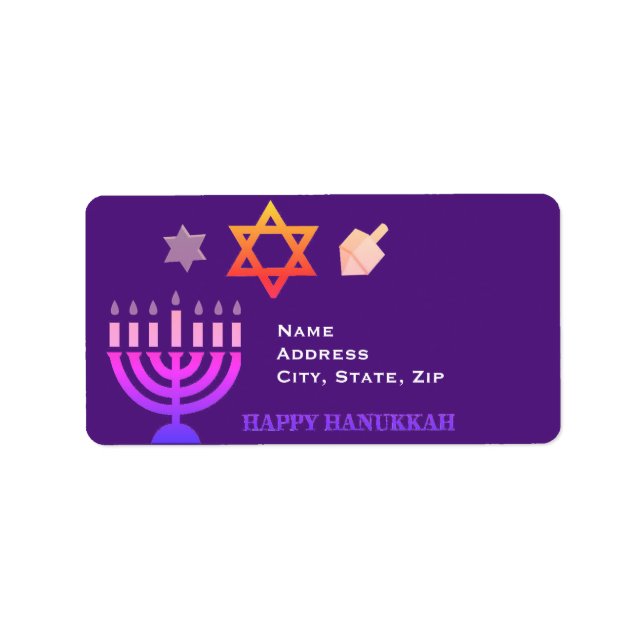 Hanukkah Menorah und Dreidels Adressaufkleber (Vorne)