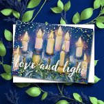 Hanukkah Menorah Wasserfarbe Liebe Folien Feiertagskarte<br><div class="desc">Hanukkah Menorah Wasserfarbe Liebe</div>