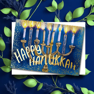 Hanukkah Menorah Wasserfarbe Spaß Joyful Folien Feiertagskarte