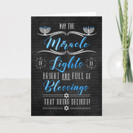 Hanukkah Miracle Lights Chalkboard Thema Feiertagskarte