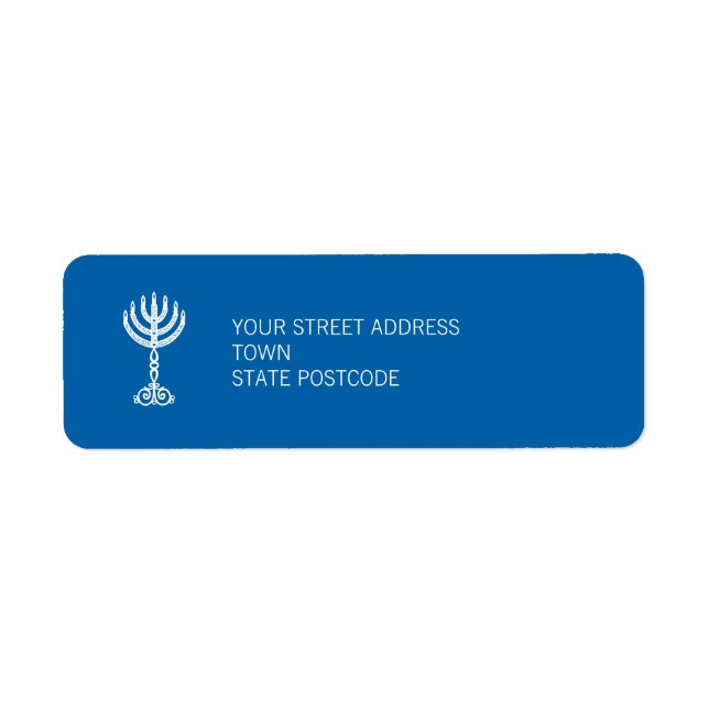 Hanukkah Motif Blue Return Address Label (Vorne)