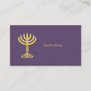 Hanukkah Motif lila Platzkarte