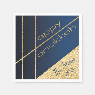 Hanukkah Napkin personalisieren Eleganto Navy, Gol Serviette
