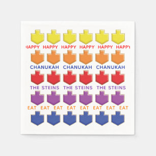 Hanukkah Napkin Personalize "3D Dreidels" Serviette