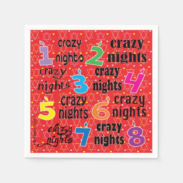 Hanukkah Napkin Personalize "8 Crazy Nights / Red Serviette (Vorderseite)