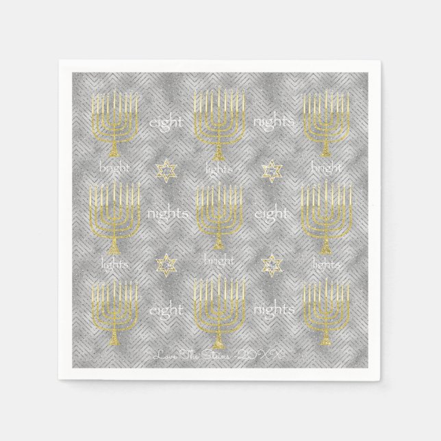 Hanukkah Napkin personalize "Elegant Menorahs" Serviette (Vorderseite)