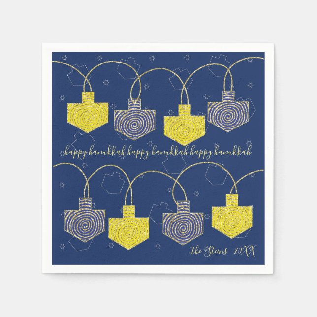 Hanukkah Napkins personalisieren "Hanukkah Dreidel Serviette (Vorderseite)