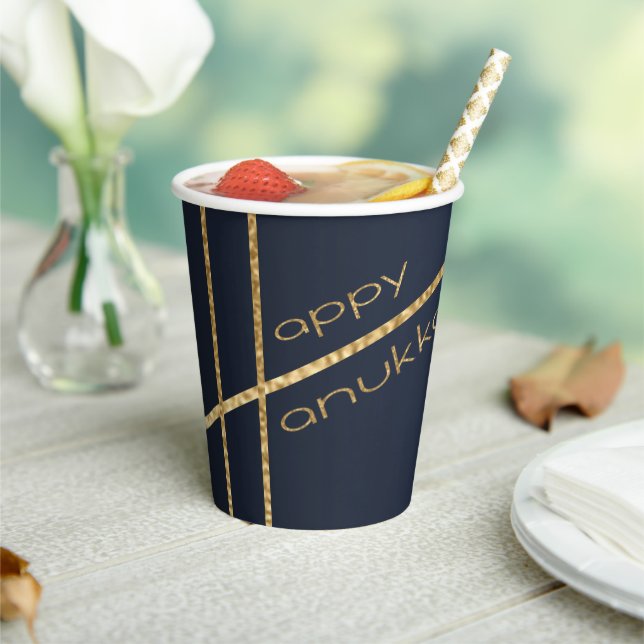 Hanukkah Navy und Gold 8 oz. Pappbecher (In Situ)