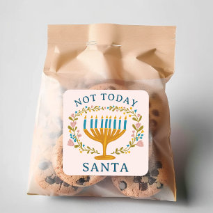 HANUKKAH NICHT HEUTE SANTA Funny Floral Hand gezei Quadratischer Aufkleber
