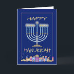 Hanukkah Night Feiertagskarte<br><div class="desc">Chanukah / Hanukkah Ferienkarte. Feiern Sie das Lichterfest mit Familie und Freunden. Innen ist anpassbar "Möge diese Chanukah und alle Tage, die darauf folgen, mit Freude, Schönheit und Schalom gefüllt werden."</div>